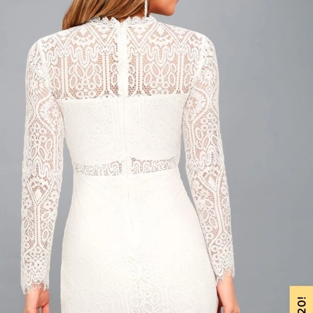 Appetite for Seduction White Lace Long Sleeve Dress | Lulus | Size Large NWT - Picture 3 of 8